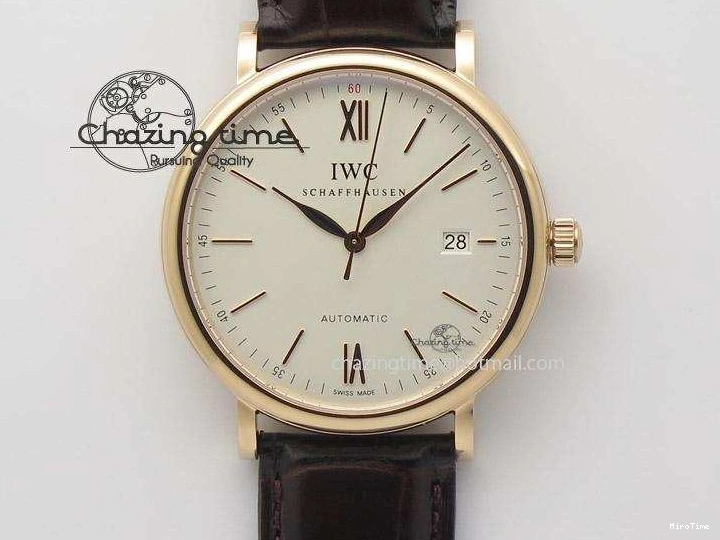 MIROTIME 0220 Modern Portofino SCHAFFHAUSEN RG MKF 1:1 V2 Best Edition White Dial On Brown Leather Strap A 7344